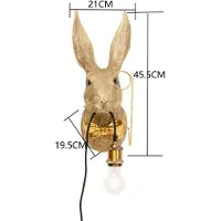 Kare Wandlamp Animal Rabbit, messing / goud, Woon-/ Eetkamer, Kunststof, Modern, wandlamp