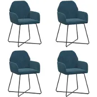 vidaXL Eetstoelen 4 st fluweel Blauw 55 x 50 x 84 cm