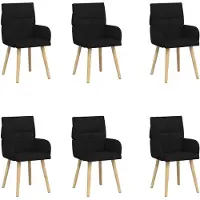 vidaXL Eetstoelen 6 st Stof Zwart 60 x 56 x 93 cm