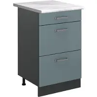 Vicco Keukenonderkast R-Line, Blauw-grijs/Antraciet, 50 cm marmer werkblad
