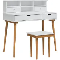 vidaXL Make-up tafel set FAUSKE, 3 stuks, wit, 100 x 50 x 103,5 cm