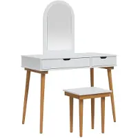 vidaXL Make-up tafel set FAUSKE, 3 stuks, wit, 100 x 50 x 143 cm