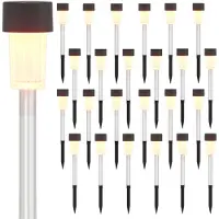 vidaXL Buitenverlichting met zonnepaneel en grondpen, 24 stuks, warm wit licht, 29,5 cm