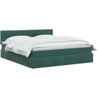 vidaXL LED-bed met opbergruimte en matras, donkergroen, 160 x 200 cm, fluweel