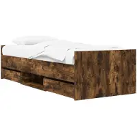 vidaXL Bedframe met lade met hoofdeinde Gerookt eiken Bewerkt hout