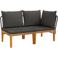 vidaXL 2 st Tuin Lounge Set met Kussens Massief acaciahout & touw