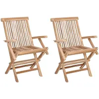 vidaXL Opklapbare tuinstoel, 2 stuks, naturel, massief teakhout