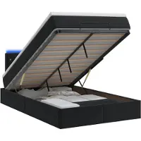 vidaXL Ottomanbed met matras en LED-verlichting, zwart, 120 x 190 cm, fluweel