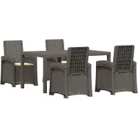 vidaXL Tuin Eettafel Set 5 st Lichtgrijs en Crème PP