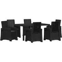 vidaXL Tuin Eettafel Set 7 st Antracietkleurig PP