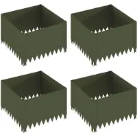 vidaXL Gazonrand 4 st 60 x 60 x 35 cm Staal Olijfgroen