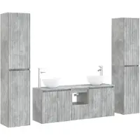 vidaXL Badkamerkastset, 5 stuks, betonkleur, 33 x 34,5 x 160 cm