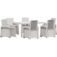 vidaXL Tuin Eettafel Set 7 st Wit en Taupe PP