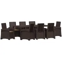 vidaXL Tuin Eettafel Set 9 st Bruin en Taupe PP