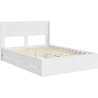 vidaXL Bedframe met opbergruimte en hoofdbord Wit 140 x 190 cm