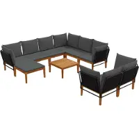 vidaXL 10 st Massief acaciahout & touw Naturel