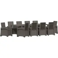 vidaXL Tuin Eettafel Set 11 st Lichtgrijs en antracietkleurig PP