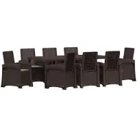 vidaXL Tuin Eettafel Set 9 st Bruin en lichtgrijs PP