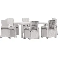 vidaXL Tuin Eettafel Set 7 st Wit en Lichtgrijs PP