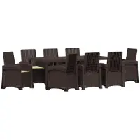 vidaXL Tuin Eettafel Set 9 st Bruin en crèmekleurig PP