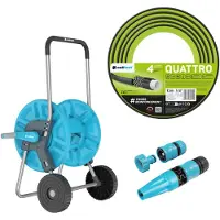 Cellfast Aluplus-slangwagen 1/2" 60 m + Quattro-tuinslang 1/2" 15 m + set met Basic-sproeier 1/2"