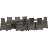 vidaXL Tuin Eettafel Set 9 st Lichtgrijs en Taupe PP