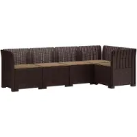 vidaXL 5-Zits Tuinbank met Kussens Rattanlook PP Bruin