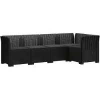 vidaXL 5-Zits Tuinbank met Kussens Rattanlook PP Antraciet