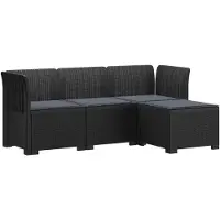 vidaXL 4-Zitter Tuin Sofa met Kussens Rattan Look PP Antraciet