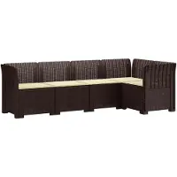 vidaXL 5-Zits Tuinbank met Kussens Rattanlook PP Bruin