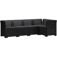vidaXL 5-Zits Tuinbank met Kussens Rattanlook PP Antraciet