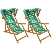 vidaXL Ligstoel 2 pcs 3 Positie massief eucalyptushout Bladpatroon