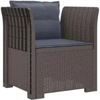 vidaXL Eén-zits Fauteuil met Kussens Rieten Look PP Lichtgrijs