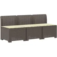 vidaXL 3-Zits Tu bank met Kussens Rattan Look 3-zits PP Lichtgrijs
