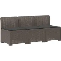 vidaXL 3-Zits Tu bank met Kussens Rattan Look 3-zits PP Lichtgrijs