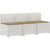 vidaXL 3-Zits Tu bank met Kussens Rattan Look 3-zits PP Wit