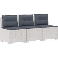 vidaXL 3-Zits Tu bank met Kussens Rattan Look 3-zits PP Wit