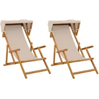 vidaXL Ligstoel 2 pcs 3 Positie massief eucalyptushout Beige