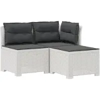 vidaXL 3-Zits Tu bank met Kussens Rattan Look 3-zits PP Wit