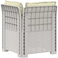 vidaXL Eén-zits Tuin Sofa met Kussens Rieten Look PP Wit