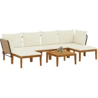 vidaXL 7 st Massief acaciahout & touw Naturel