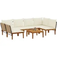 vidaXL 7 st Massief acaciahout & touw Naturel