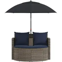 vidaXL Tuin Sofa 8 st poly rattan Grijs en Marineblauw