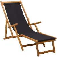 vidaXL Opvouwbare zonnebed 3 Positie Massief Eucalyptus Hout Zwart