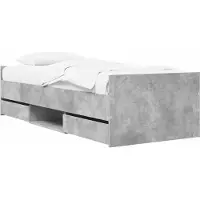 vidaXL Bedframe met lade met hoofdeinde Betongrijs Bewerkt hout