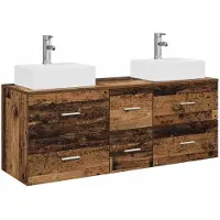 vidaXL Badkamerkast set 3 st Oud hout 49,5 x 41 x 62,5 cm Bewerkt hout