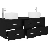 vidaXL Badkamerkastset, 3 stuks, zwart, 49,5 x 44,5 x 66 cm