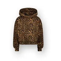 Vingino oversized hoodie met panterprint - bruin Sweater Dierenprint - maat 140