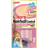 Inaba 12x Ciao Kattensnack Churu Puree Hairball Control Salmon 4x14 gr