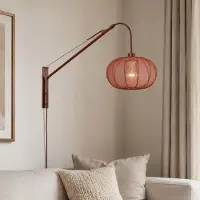 LumenXL Verstelbare wandlamp Flera met ronde terra roze stoffen kap